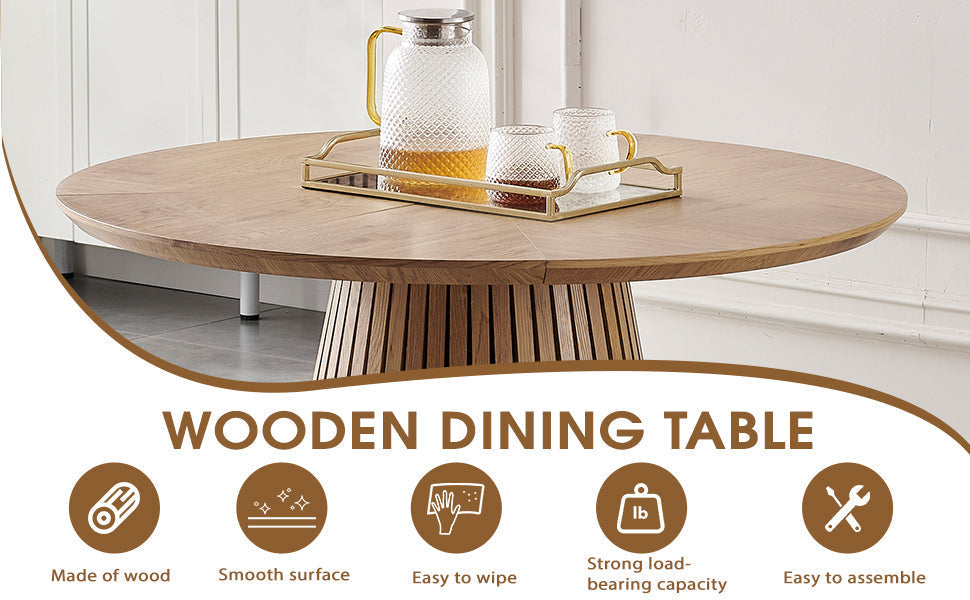 Wooden Dining Table with Oval Top and Slatted Legs