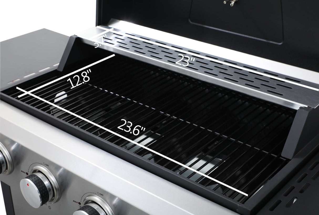 4-Burner Propane Gas BBQ Grill with Stainless Steel and Enamel Grids