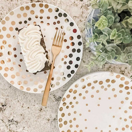 Echo-4-Piece-Gold-Polka-Dot-Coupe-Accent-Plate-Set-Plates