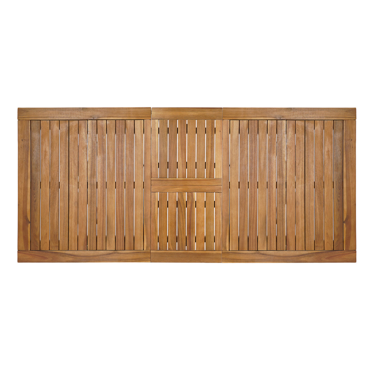 60-76" Acacia Wood Outdoor Dining Table, Telescopic, Teak Finish