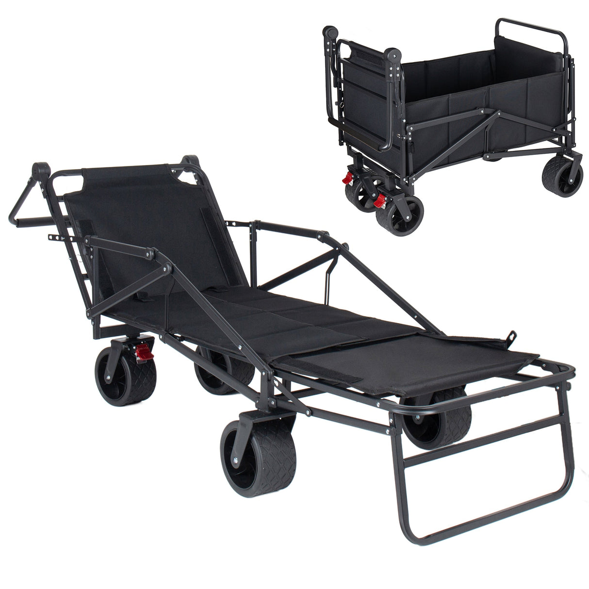 2-in-1 Multifunctional Folding Wagon Cart and Convertible Beach Chair