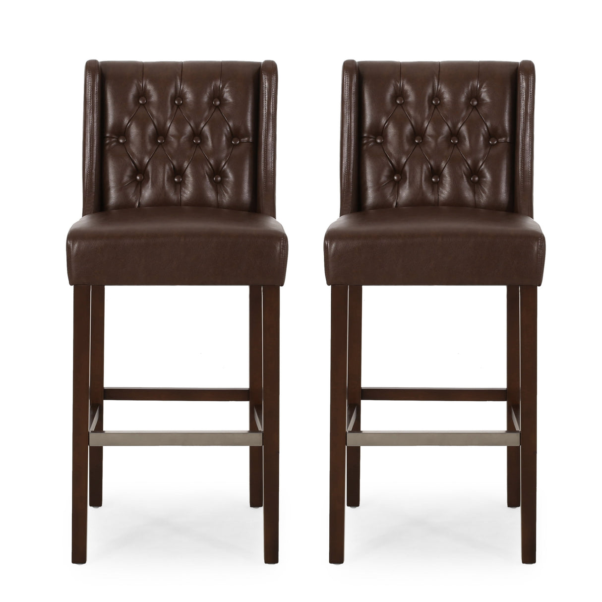 30.5 Inch Seat Height Bar Stool with PU Upholstery and Metal Footrest