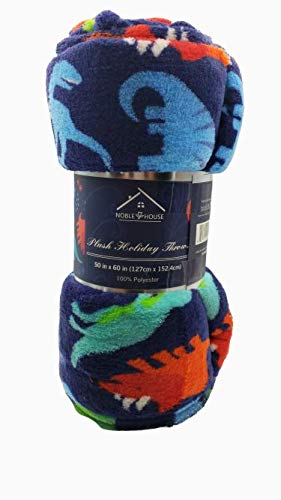 Summertime Whimsy Plush Fleece Kid Throw Blanket (50" x 60") - Dino Time - Soft Dinosaur Throw Blanket - for Boys and Girls and Kids of Any Age
