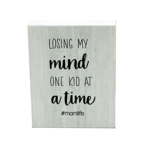 Parisloft-Losing-My-Mind-One-Kid-at-A-Time-#Momlife-Wood-Block-Signs,-Rustic-Freestanding-Wood-Home-Decorations-for-Living-Room,7.9''x9.4''-Decorative-Plaques