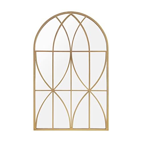 Arched-Wall-Mirror-Decor-Decorative-Wall-Mount-Mirror-for-Living-Room-or-Bedroom-Modern-Window-Pane-Mirror-in-Shining-Gold-Metal-with-Arch-Top-Tall,-24-x-38.2-inches-Mirrors