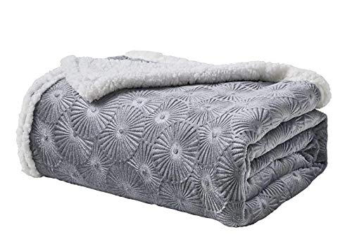 Decor&More Bon Iver Collection Extra Soft Bursting Fireworks Embossed Microplush Throw Blanket with Sherpa Backing (50" x 60")