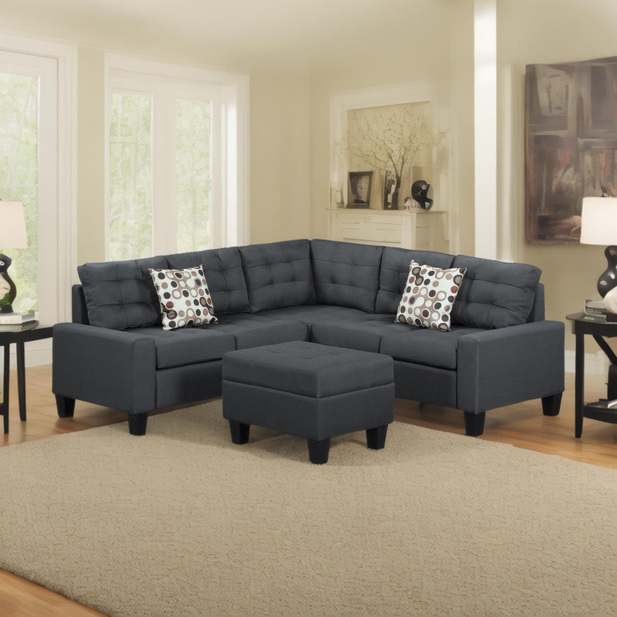 6-Piece Upholstered Sectional Sofa Grey