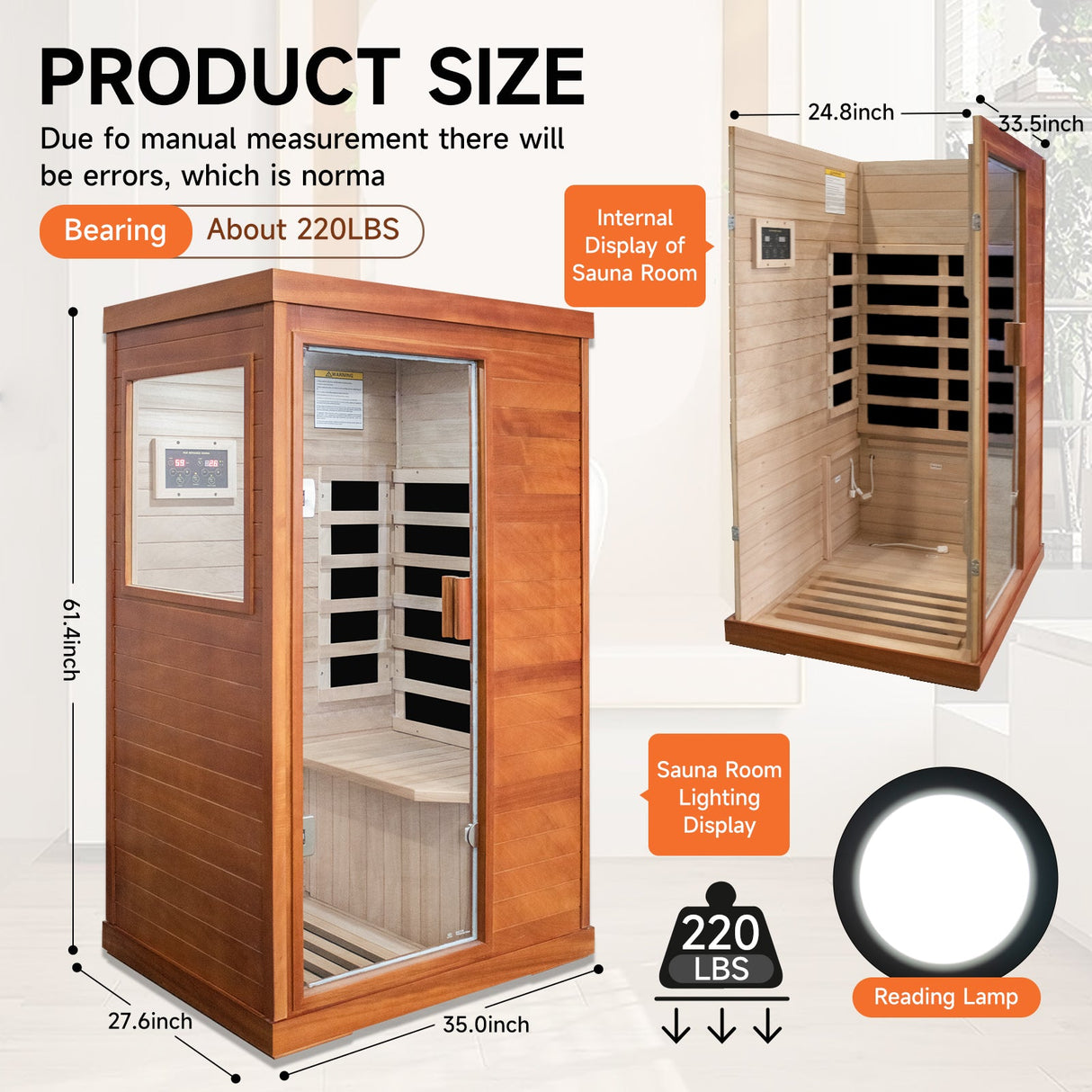 HOSAUNA Infrared Sauna Room - Single Room