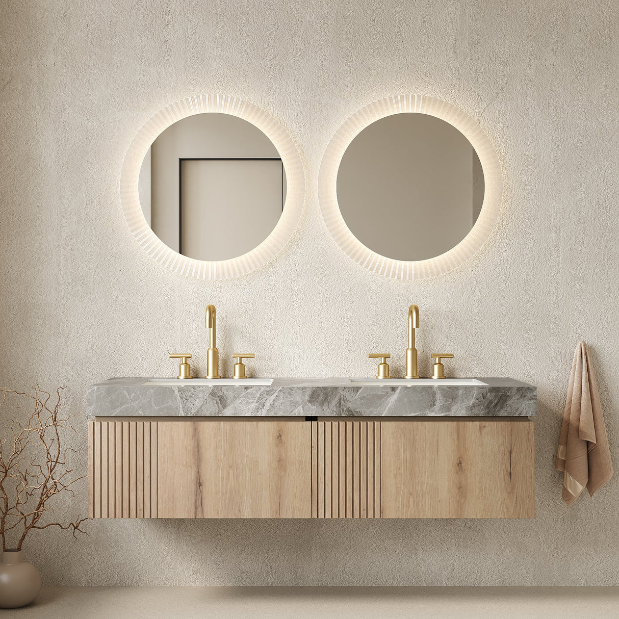 MURI 60" Bathroom Vanity & Sink, Floating Plywood Storage Cabinet