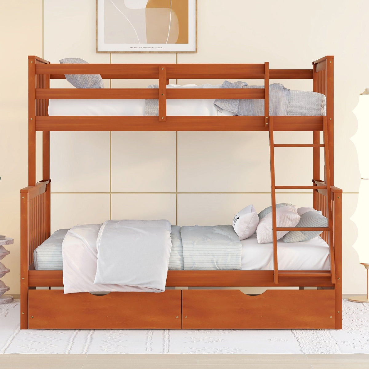 Bunk Bed With Ladders And 2 Storage Drawers