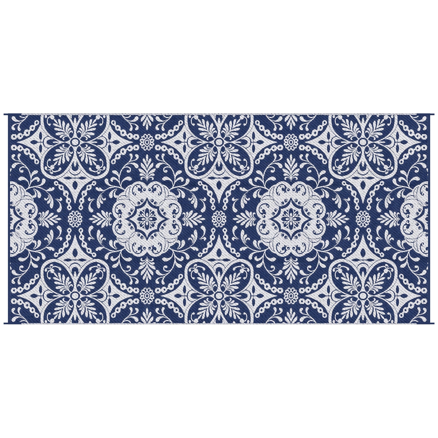Reversible outdoor rug carpet, 9 x 18" waterproof plastic straw rug with carry bag