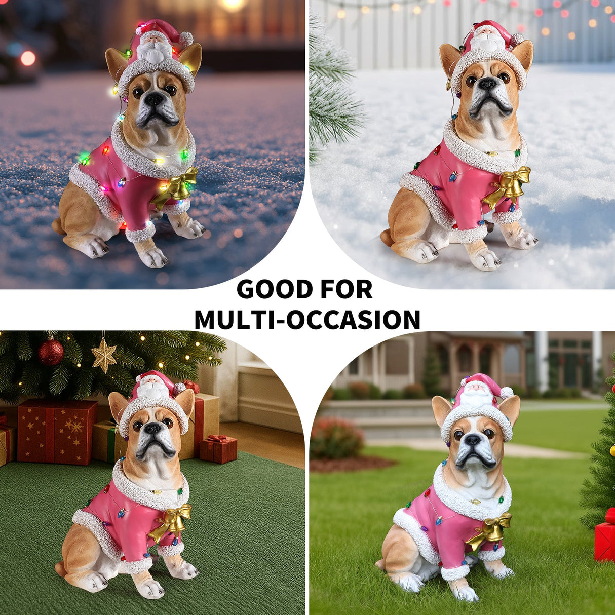Christmas French Bulldog Statue