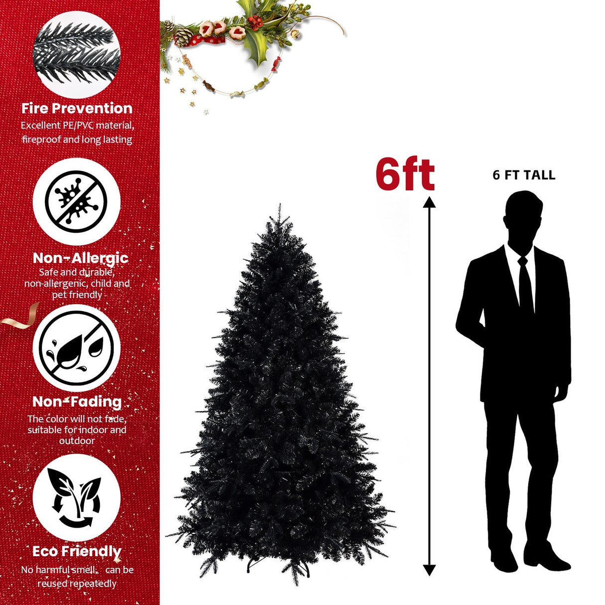 The 6-Foot Pre-Lit Black Christmas Tree