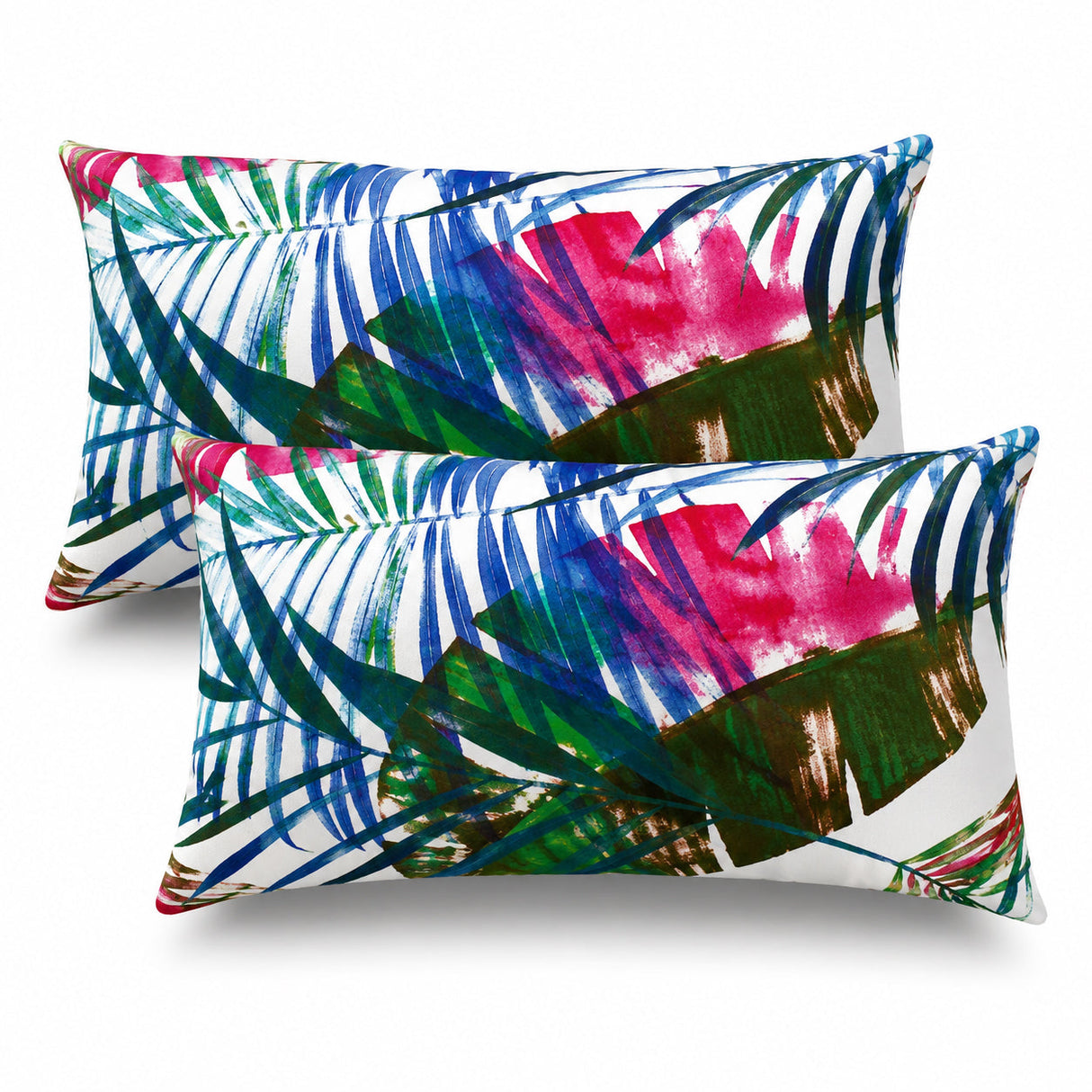 2 Pack Outdoor Lumbar Pillow Covers - Tropical Floral