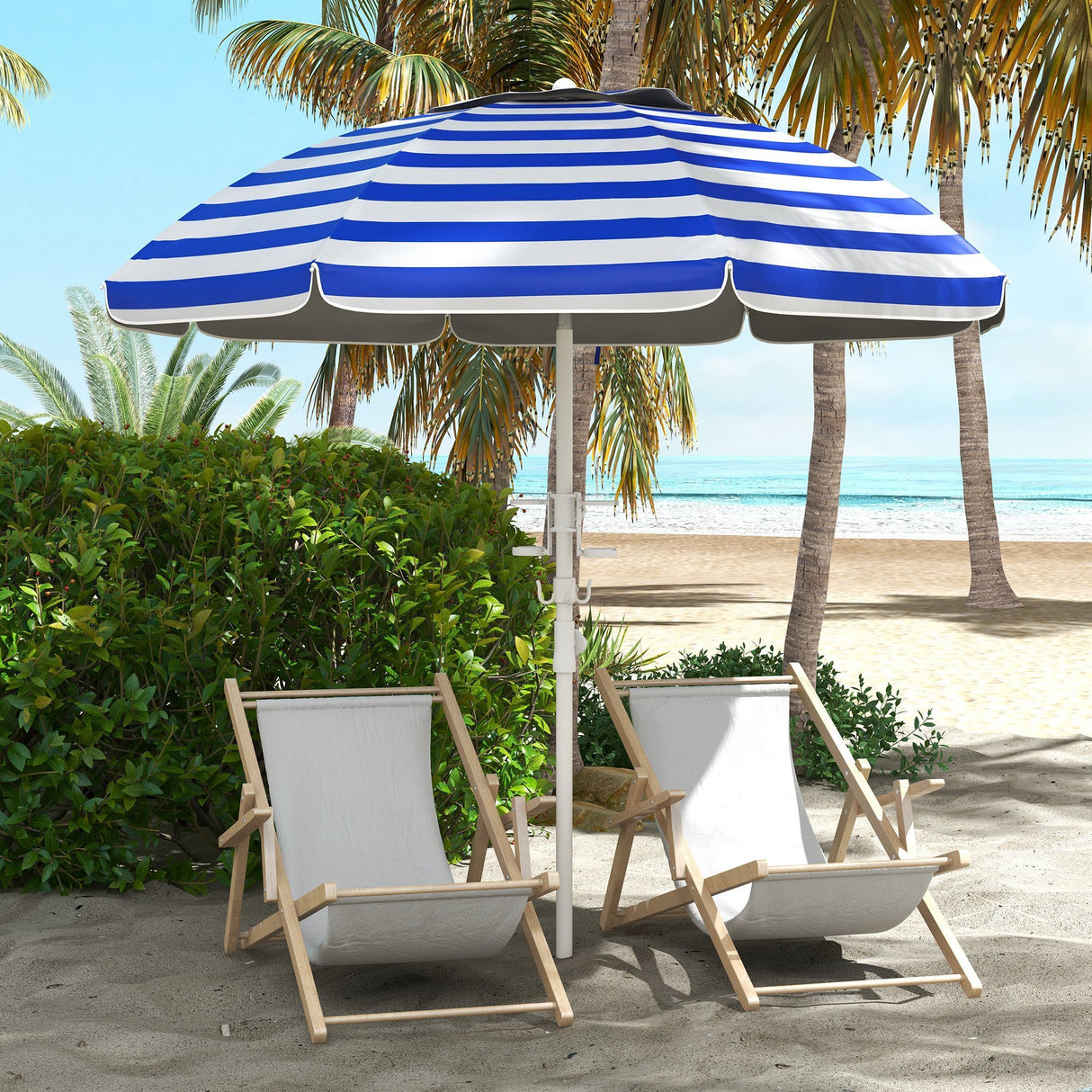 5.7'-portable-beach-umbrella-with-tilt,-adjustable-height,-2-cup-holders-&-hooks,-uv-40+-with-vented-canopy,-blue-white-stripe-Umbrellas-&-Sunshades