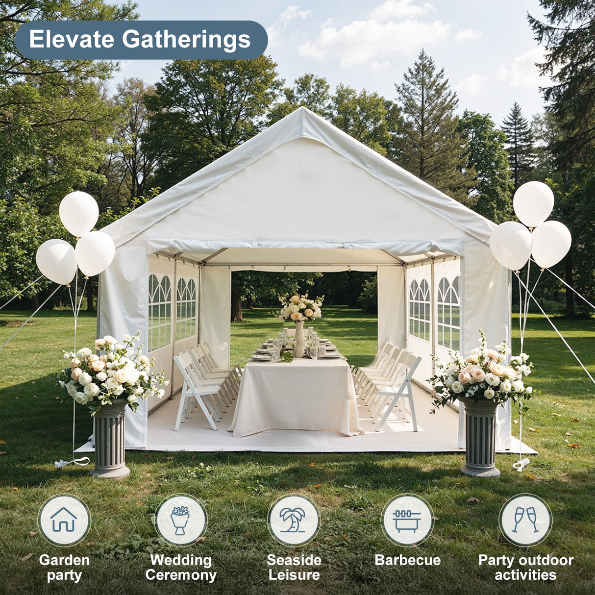 10'x20' Carport Canopy Tent with Removable Sidewalls