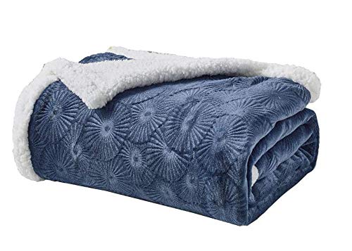 Decor&More Bon Iver Collection Extra Soft Bursting Fireworks Embossed Microplush Throw Blanket with Sherpa Backing (50" x 60")