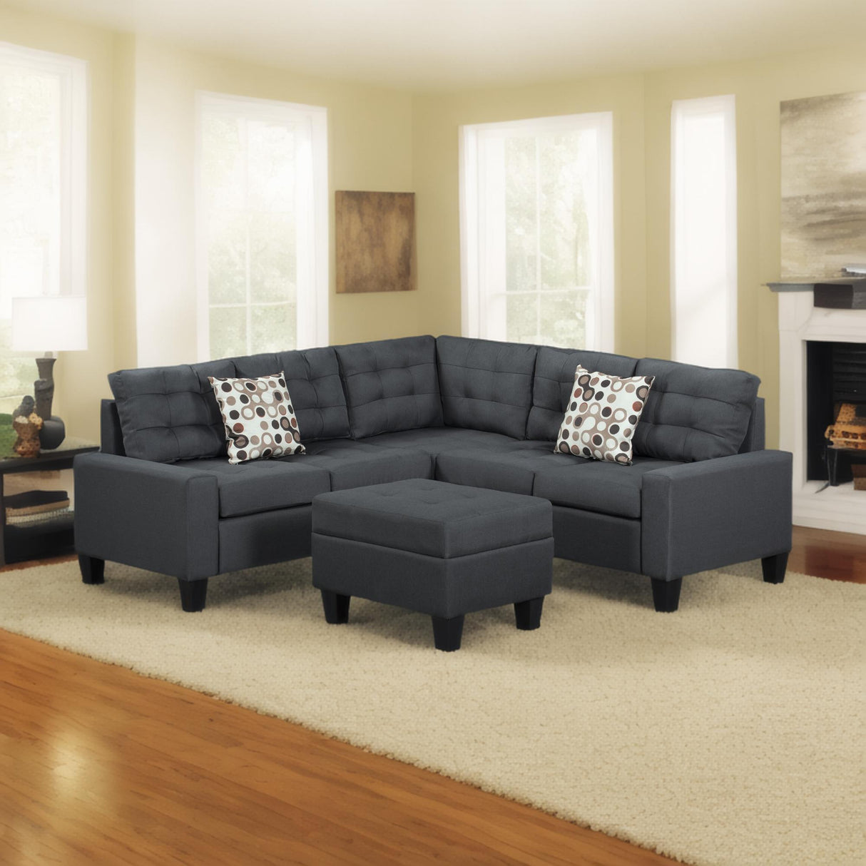 6-Piece Upholstered Sectional Sofa Grey
