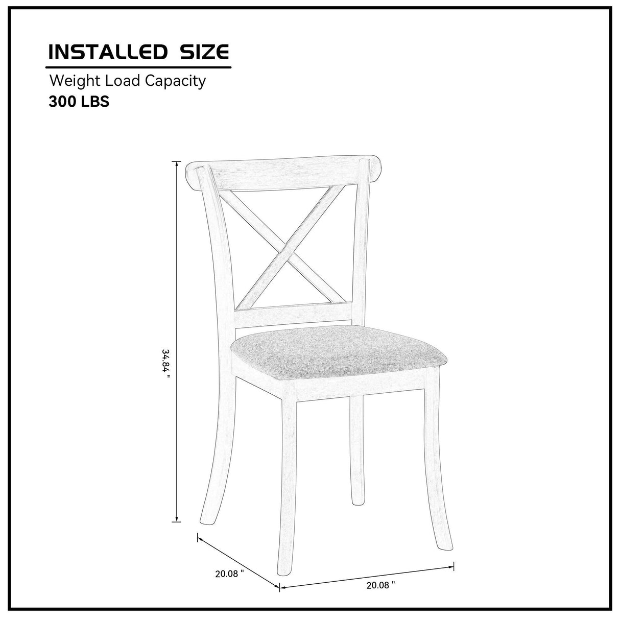 Wooden X Back Dining Chairs Set of 2 Modern Fabric Upholstered