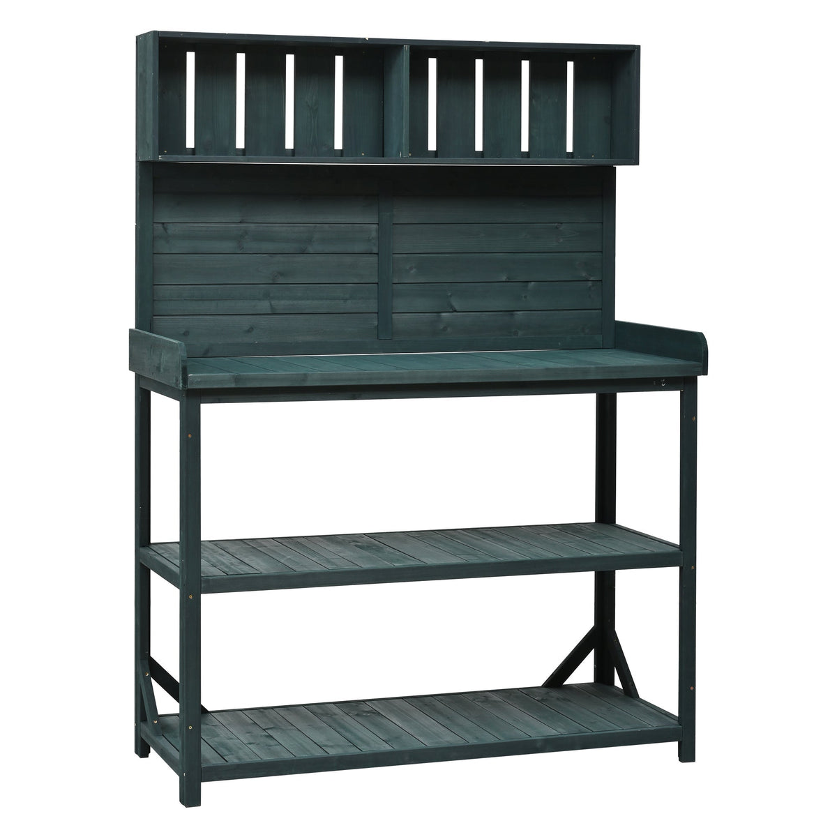 TOPMAX 65' Large Wooden Farmhouse Rustic Outdoor Potting Bench Table