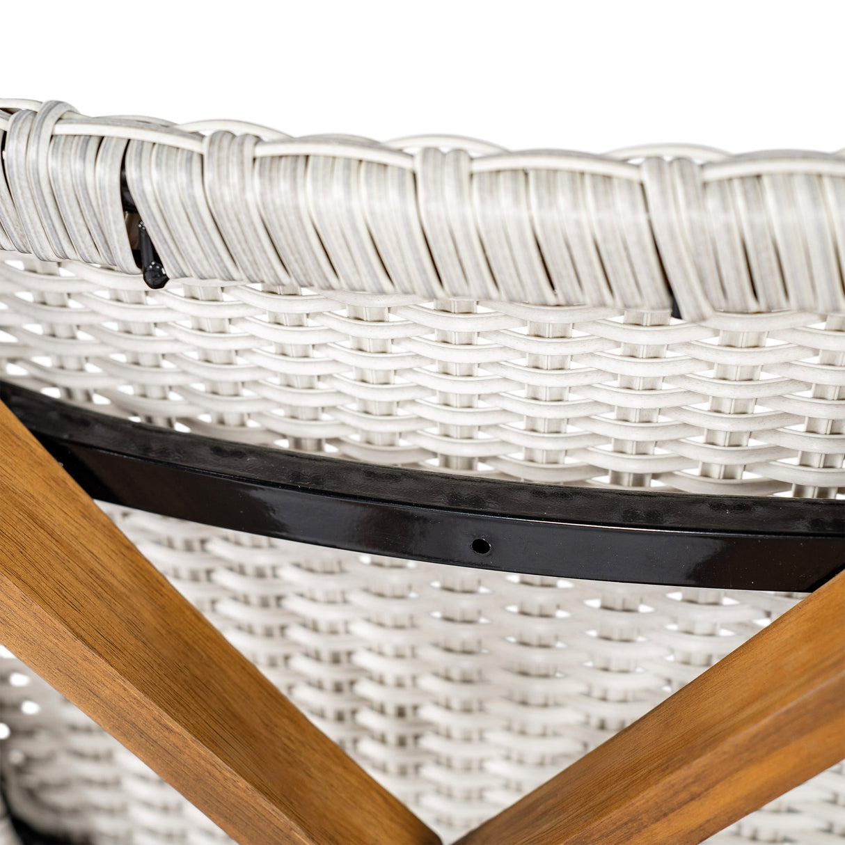 Lymington Outdoor Bar Stool Set of 2, Teak Finished Wood with Light Grey Wicker