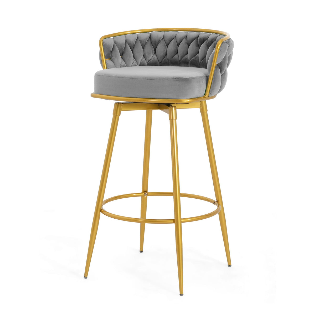 Modern Low Back Upholstered Counter Height Bar Stools (Set of 2)