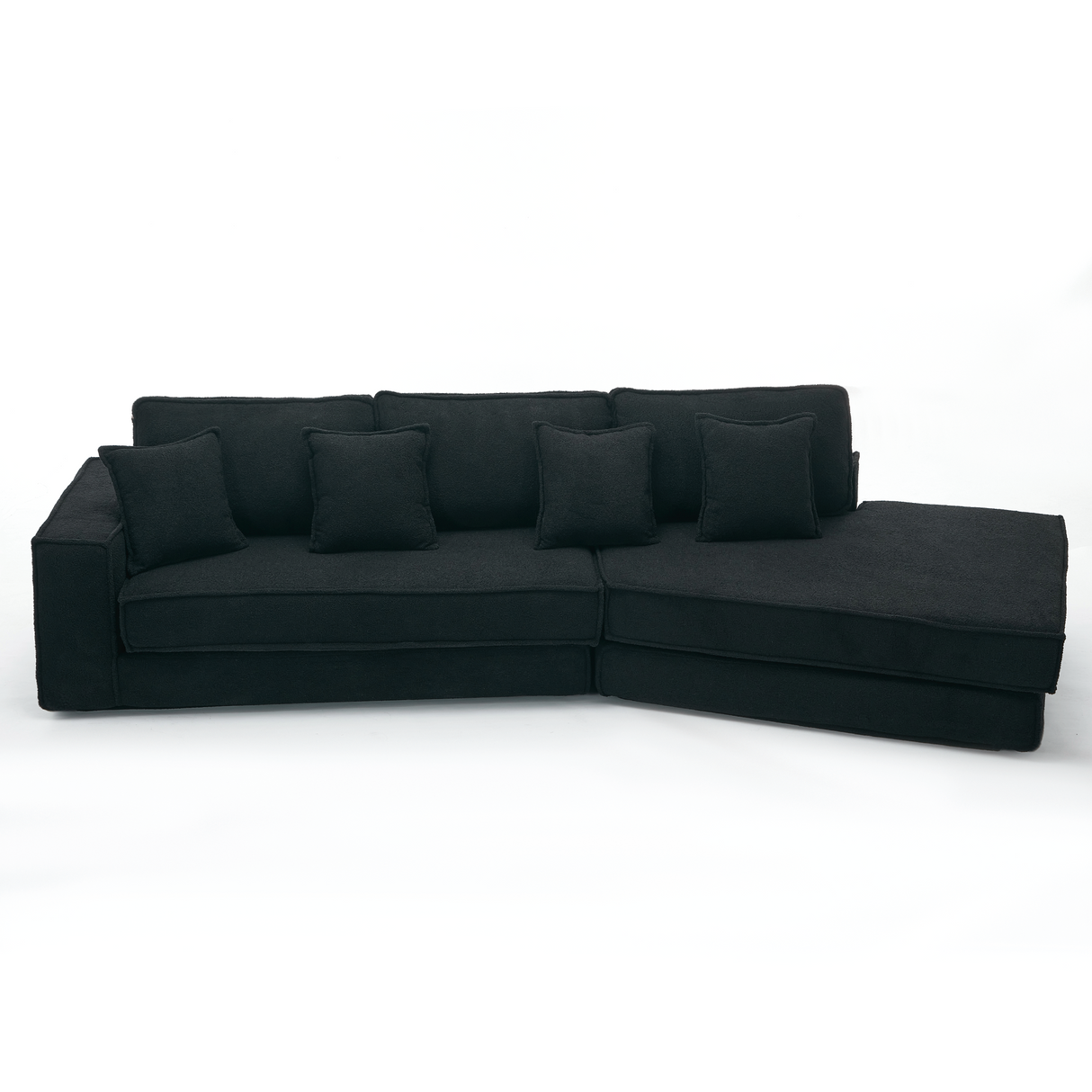 Folding Convertible Out Sleeper Sofa Bed 3-Seat Black