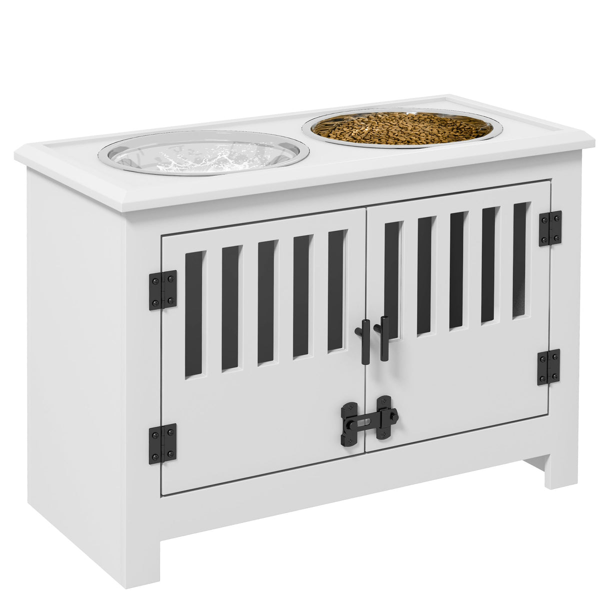 PawHut Large Elevated Dog Bowls with Storage Cabinet