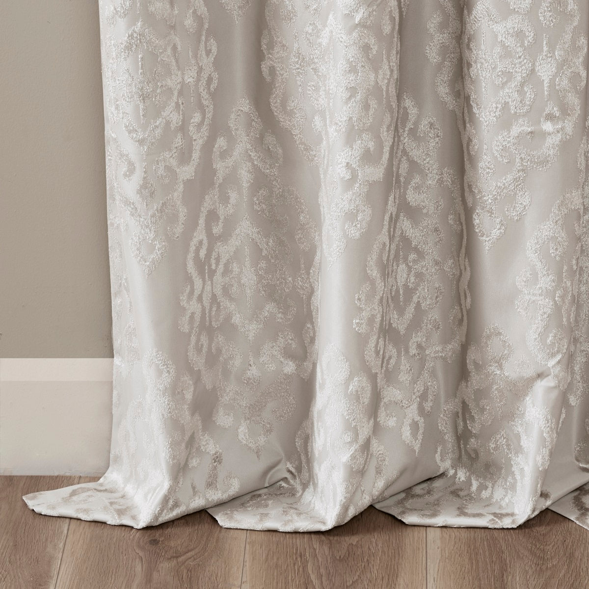 Knitted Jacquard Damask Total Blackout Grommet Top Curtain Panel(Only 1 Pc Panel)