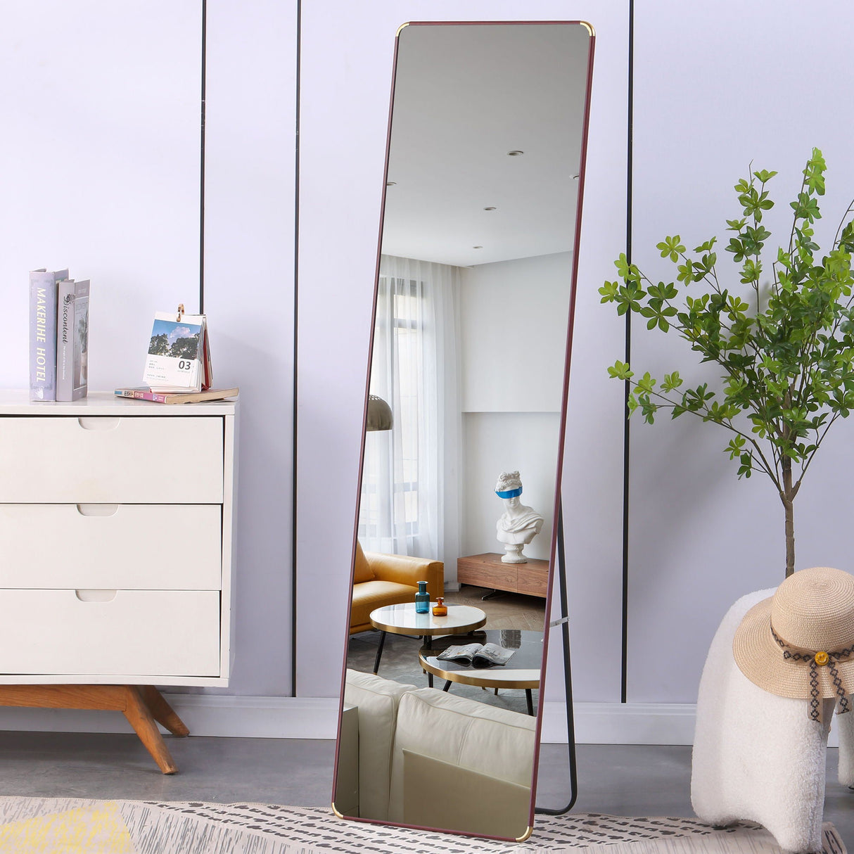 4Th Generation Floor Standing Full Length Mirror Wall Mounted Glass - Transparent