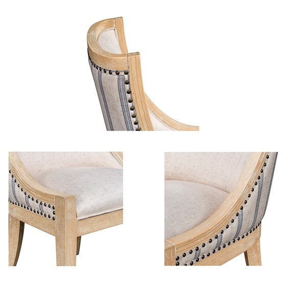 Upholstered Dining Chair with Nailhead Trim and Recessed Arms