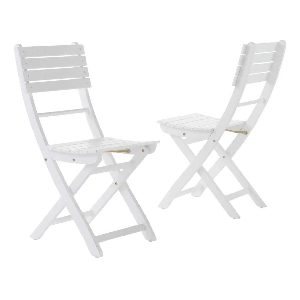 Outdoor Foldable Wood Dining Chair With Slat Design (Set of 2)