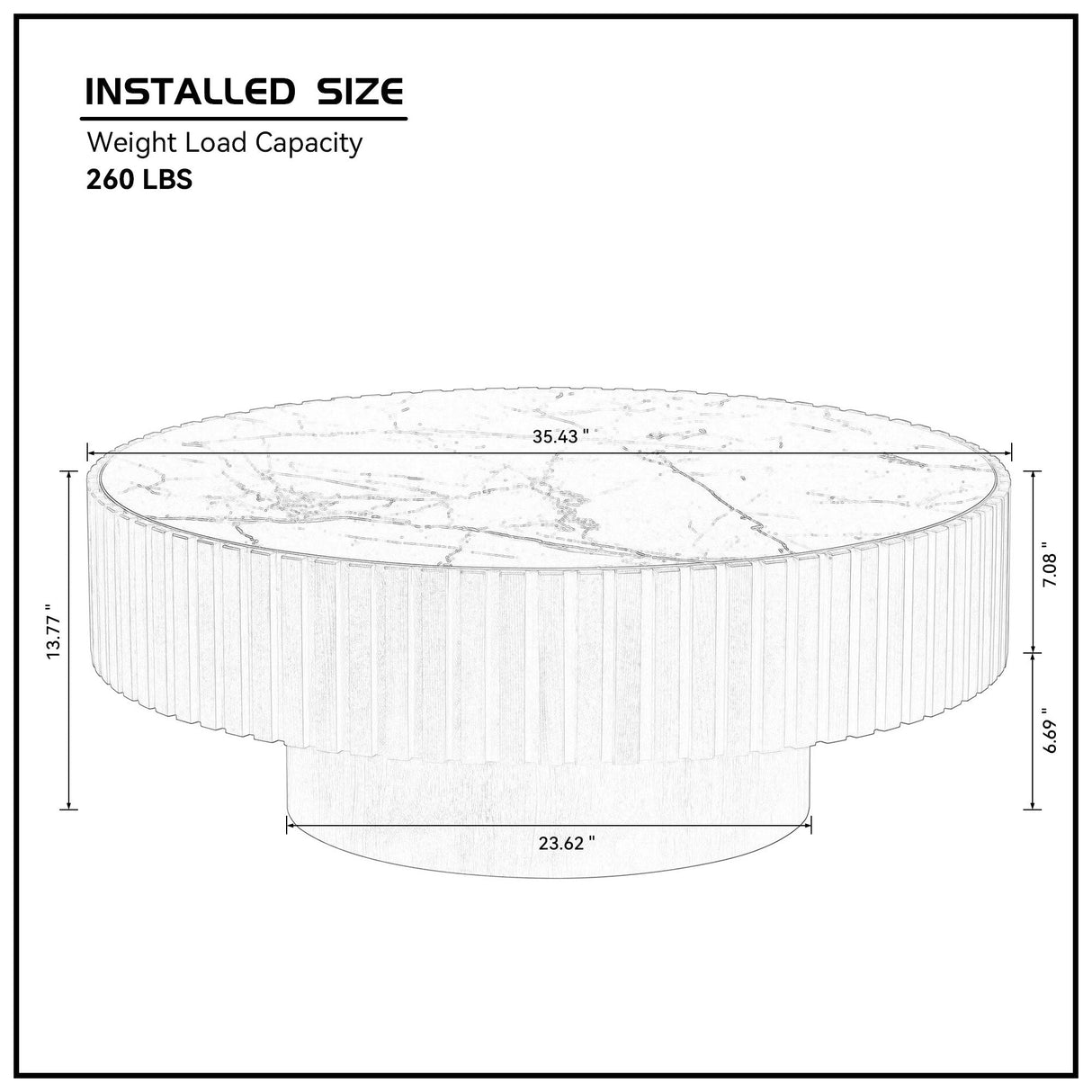 35.43" Nesting Round Sintered Stone Coffee Table