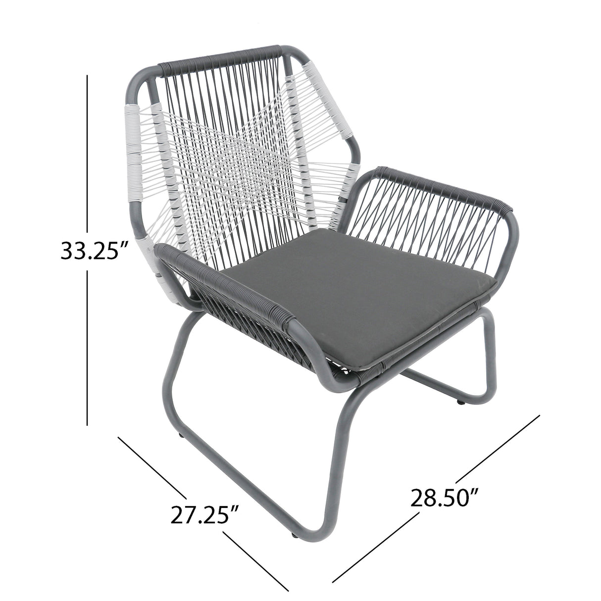 Set of 2 Woven Rattan Outdoor Club Chairs with Cushions