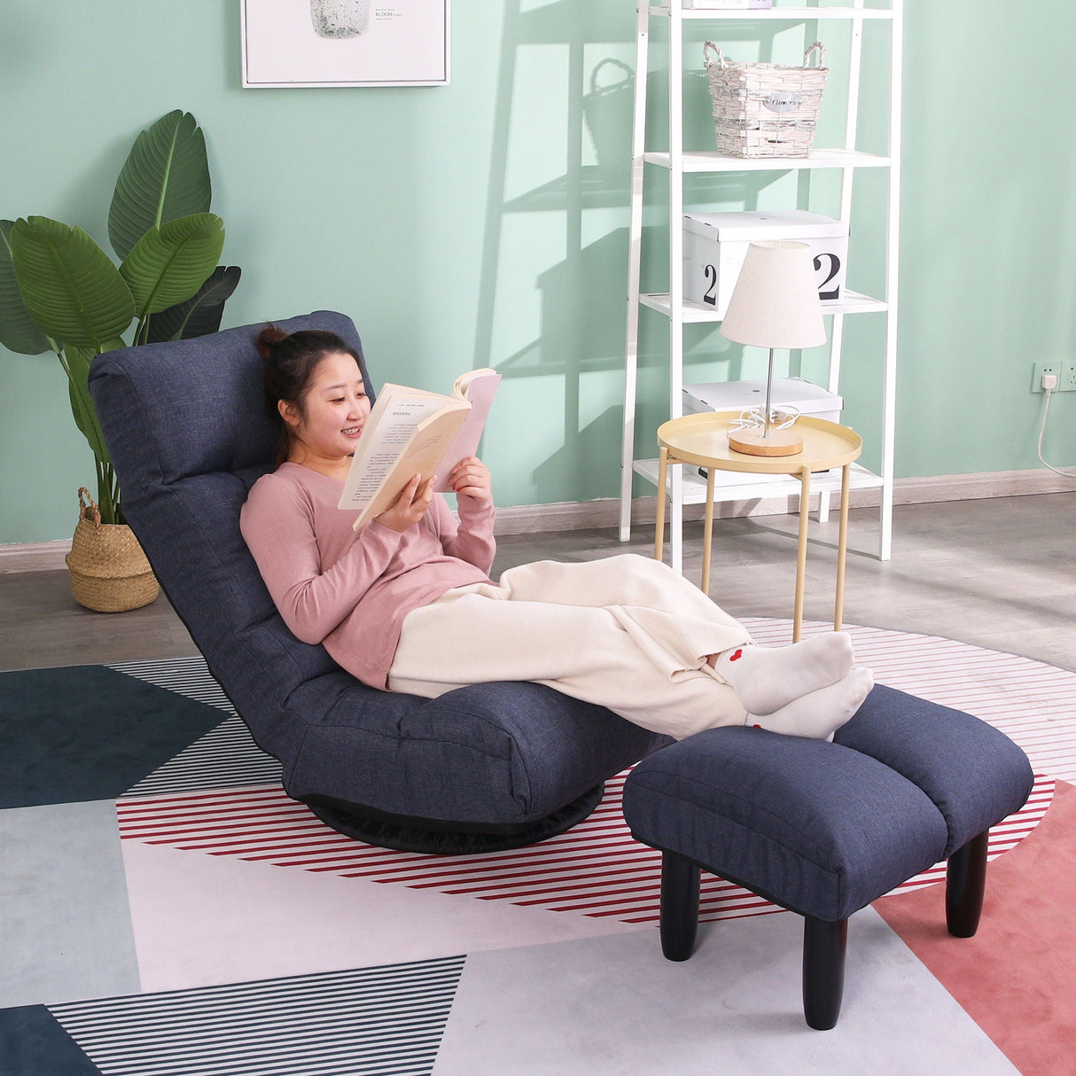 Adjustable Japanese Reclining Floor Chair Sofa With Metal Frame For Living Room
