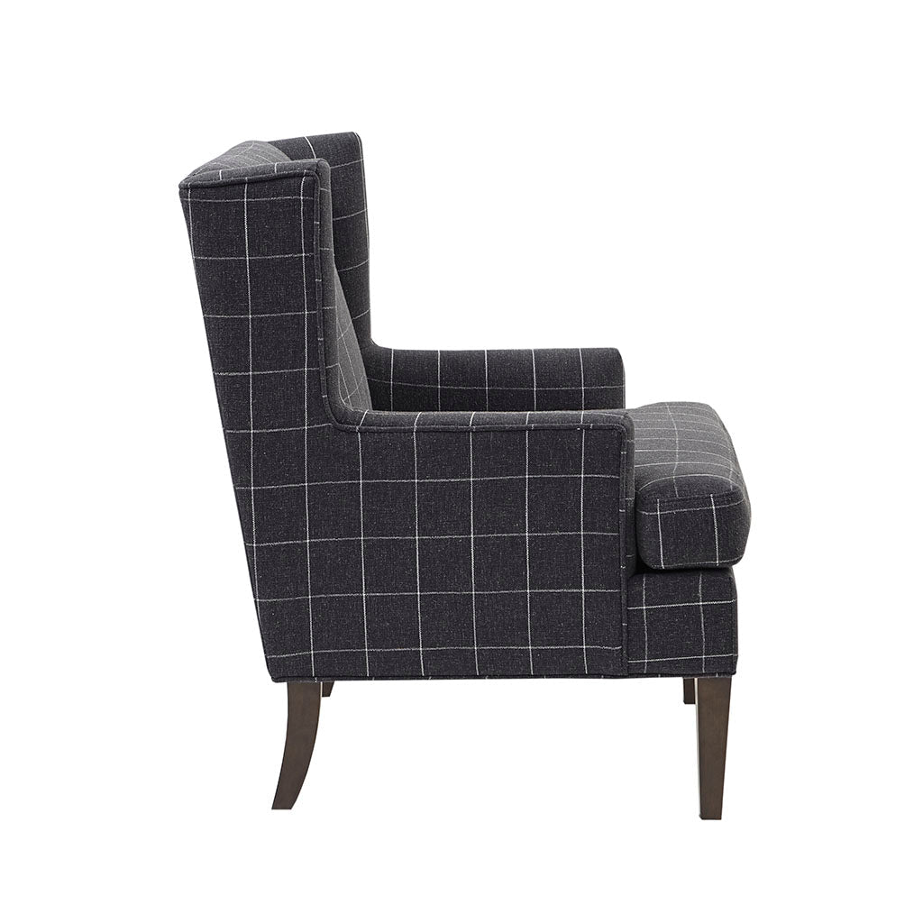 Upholstered Accent Chair with Wing Back and Solid Wood Frame