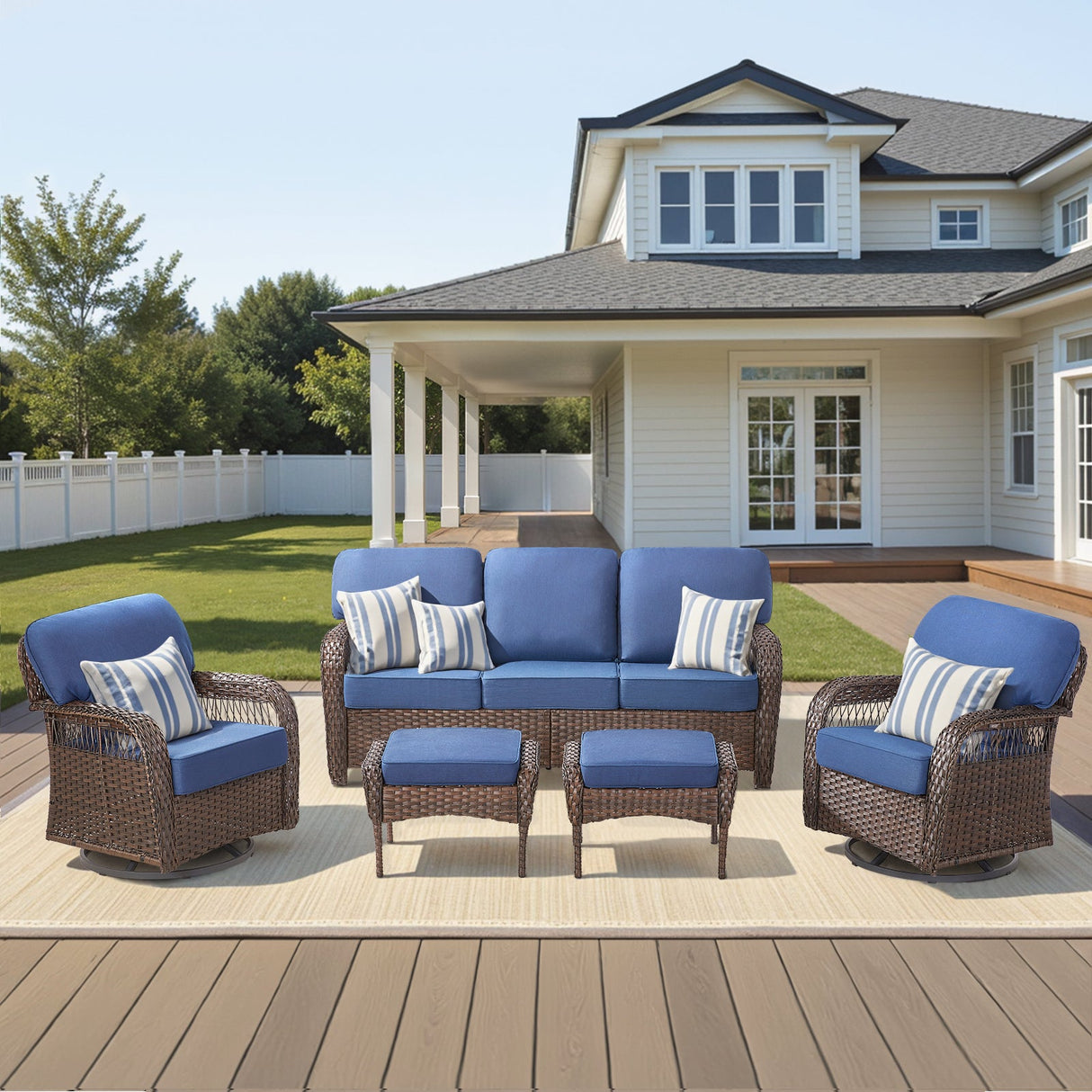 Luxury 5" Thick Cushioned 5 Pieces Patio Furniture Set