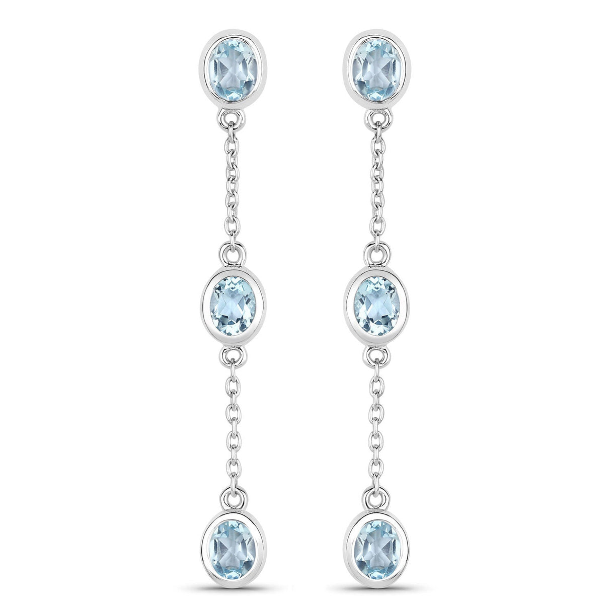 2.16 Carat Genuine Blue Topaz .925 Sterling Silver Earrings