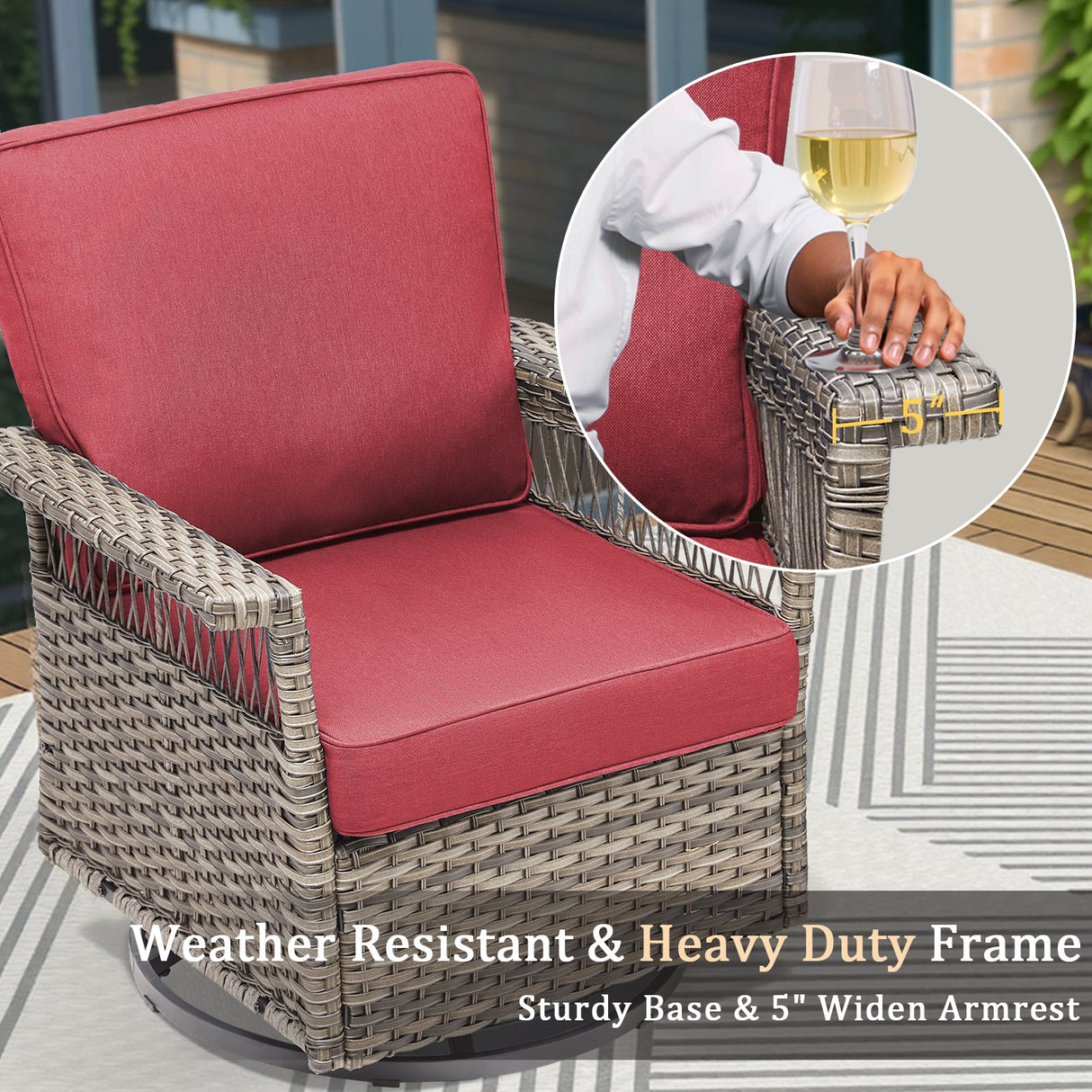 2 Piece Swivel Rocker Patio Chairs Set with Thick Cushions