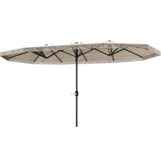Extra Large Outdoor Umbrella with Fringe and Crank Handle