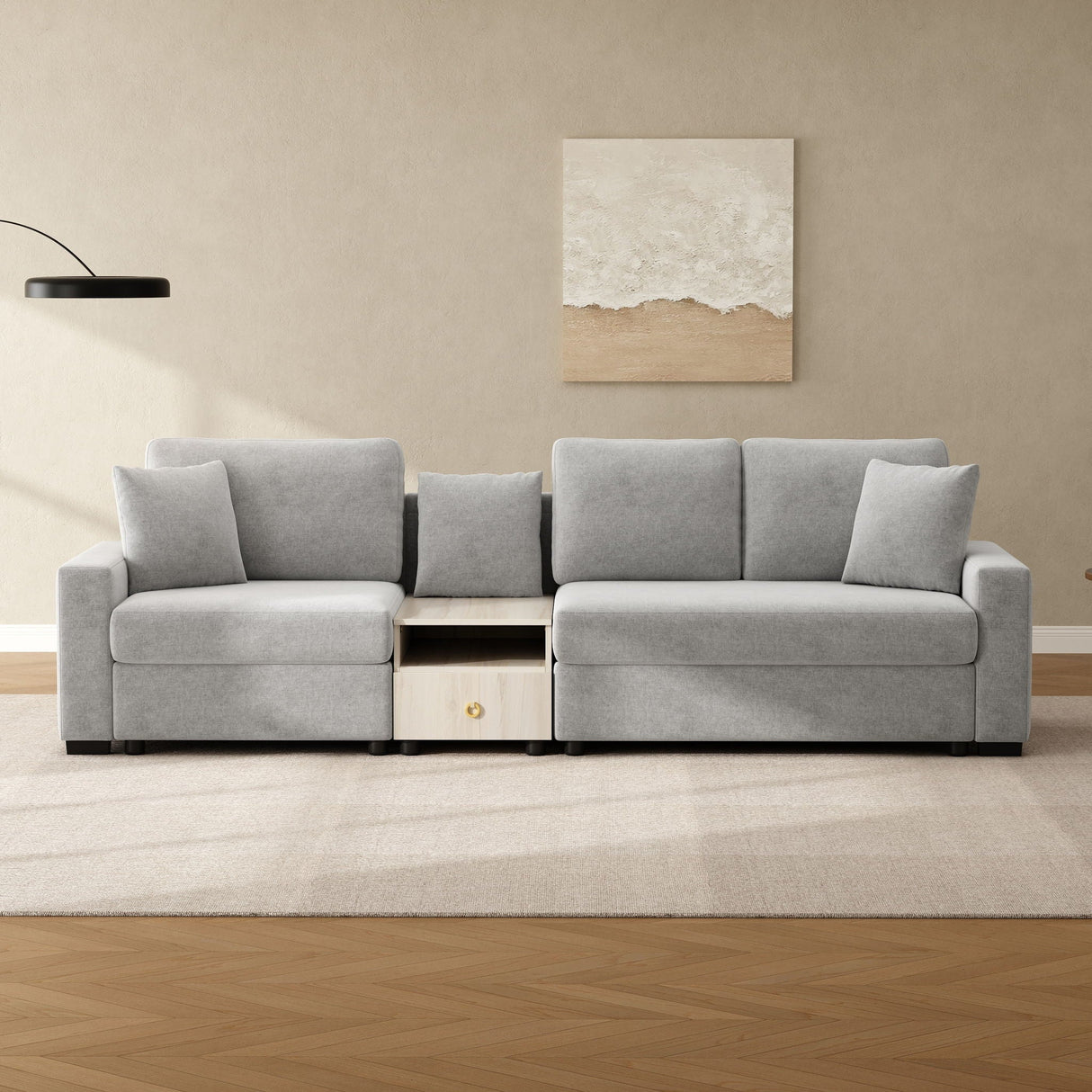 Modular Sofa Couch With Storage Armrest and Center Console