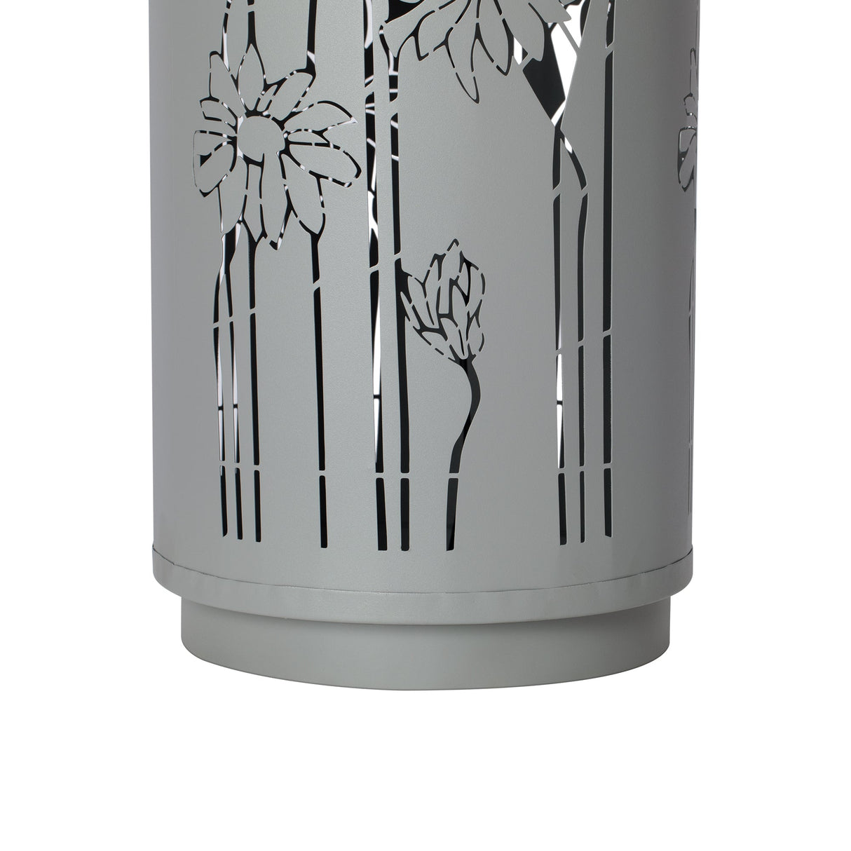 34.25'H Light Gray Metal Cutout Outdoor Water Fountain with LED Lights