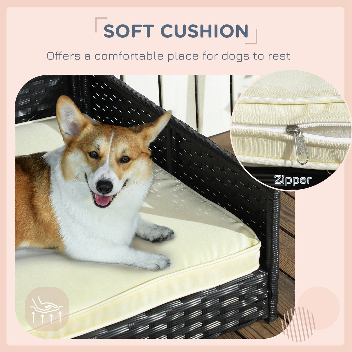 PawHut Wicker Dog House Outdoor with Canopy