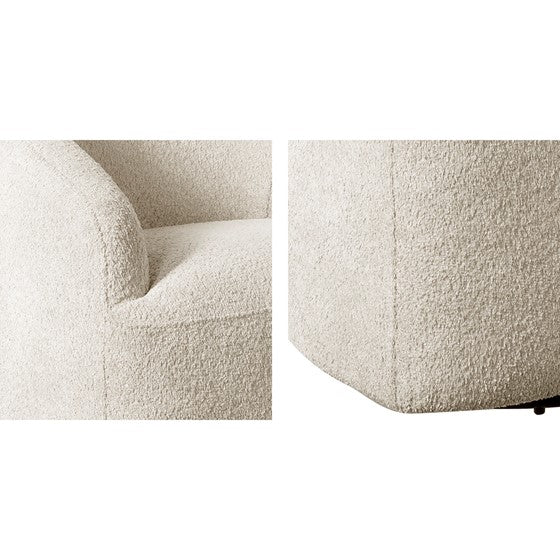 Upholstered Swivel Chair with Sloped Arms and Metal Base