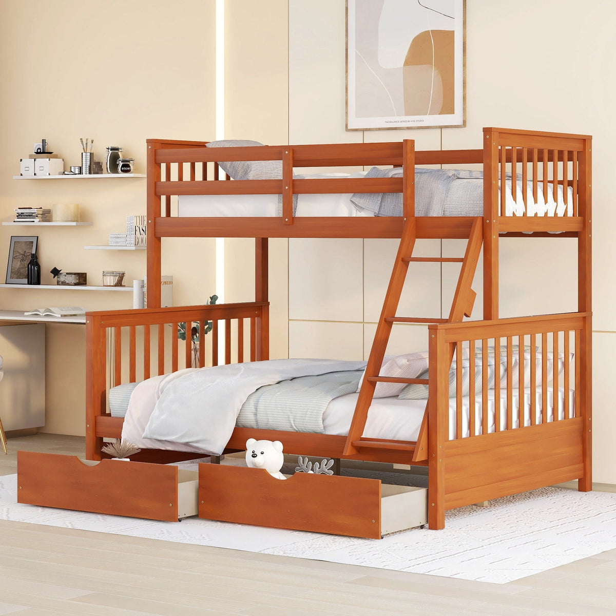Bunk Bed With Ladders And 2 Storage Drawers