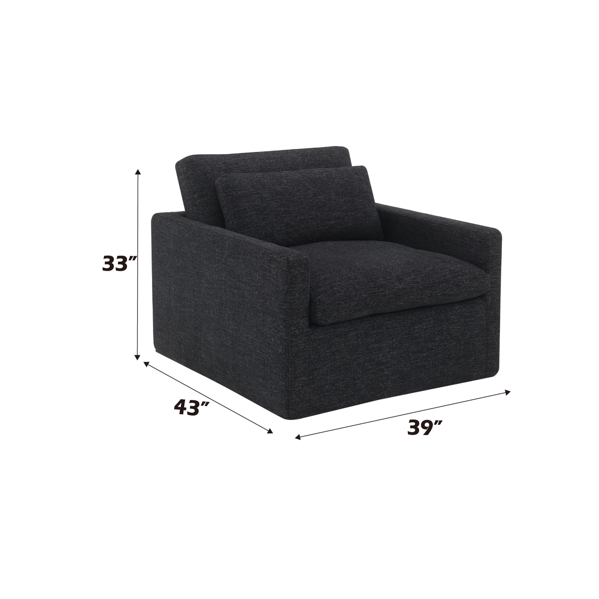 Frederick Dark Gray Fabric Swivel Chair w/Pillow