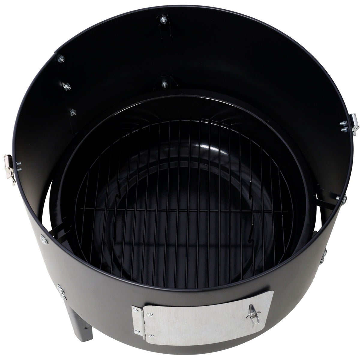 Heavy Duty Round Bbq Grill 17" Steel Charcoal Smoker For Outdoor Cooking - Black