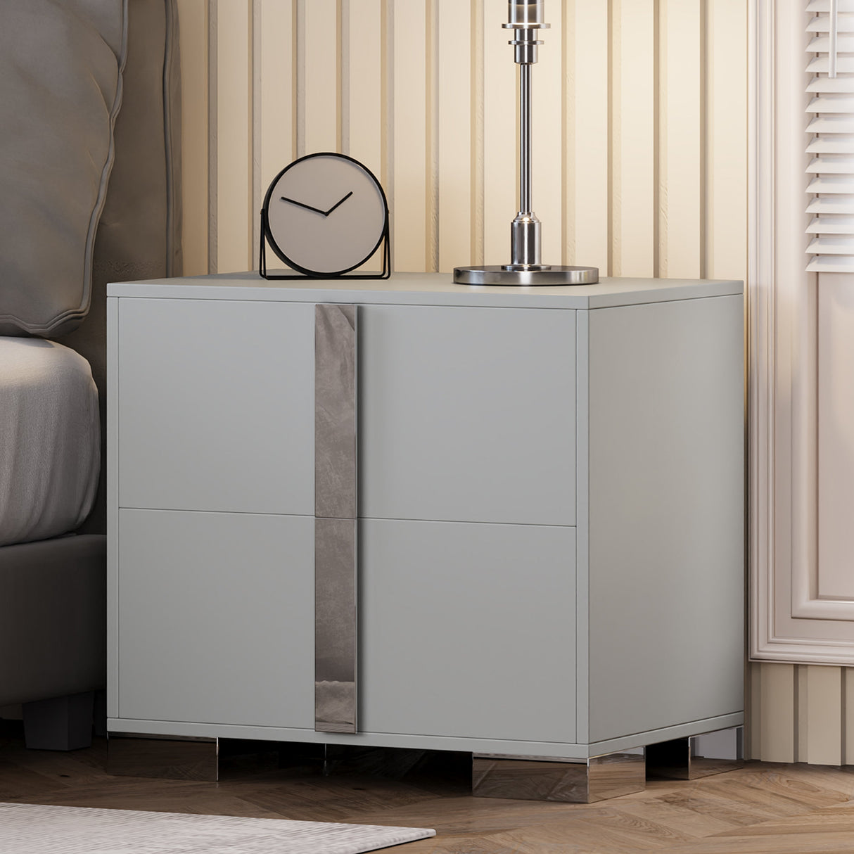 Modern End Table with Drawers