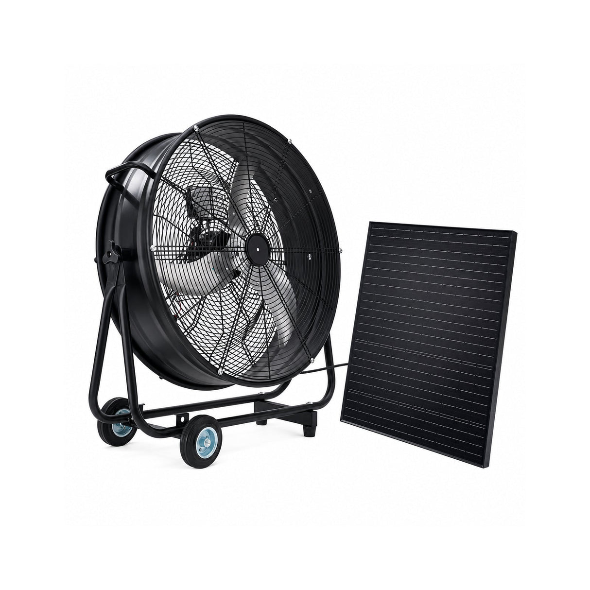 30" Wheeled Solar Fan with 140W Adjustable Monocrystalline Solar Panel
