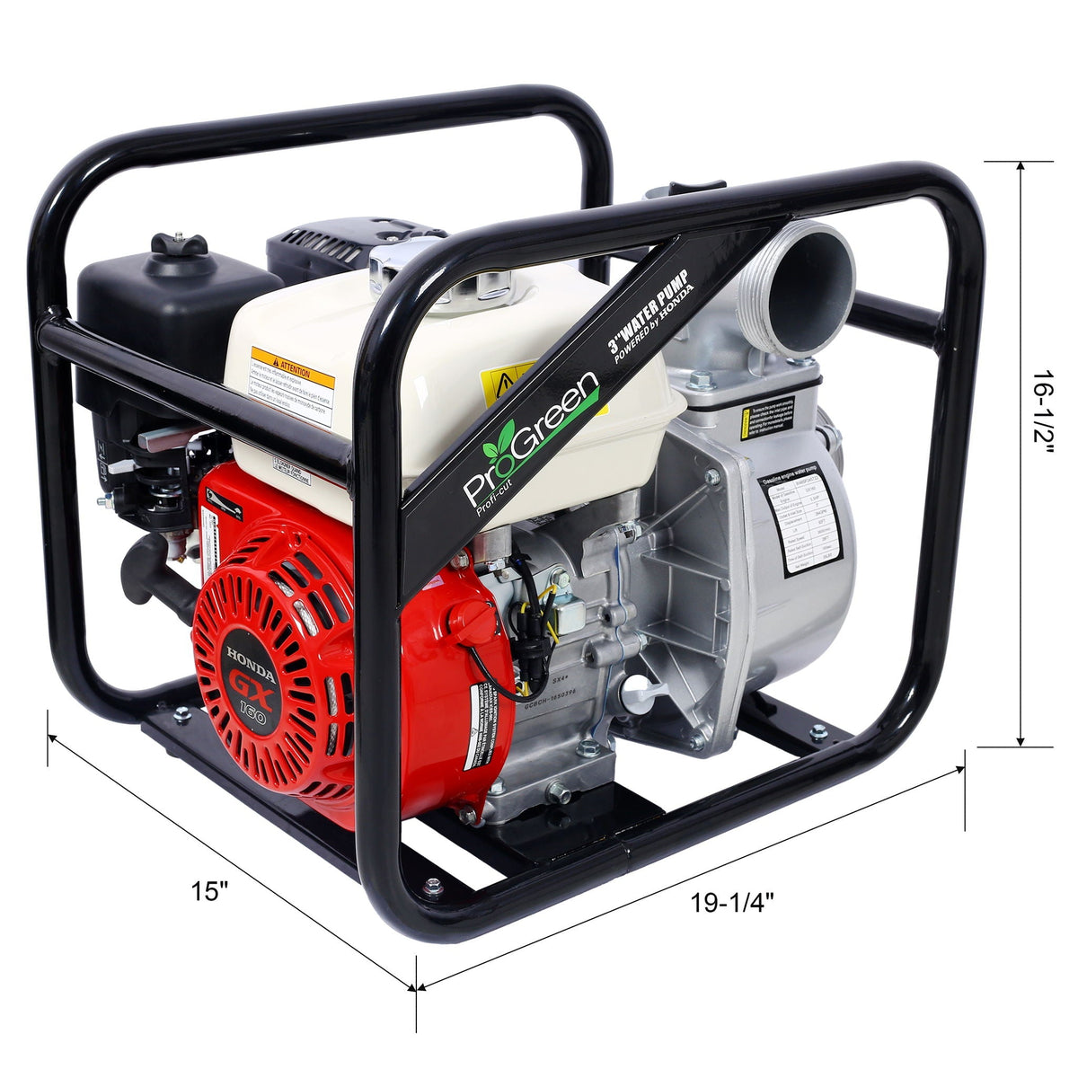 Honda - Gx160 Engine Water Pump 3" 264Gpm With 3In Npt Coupler - Black / Red